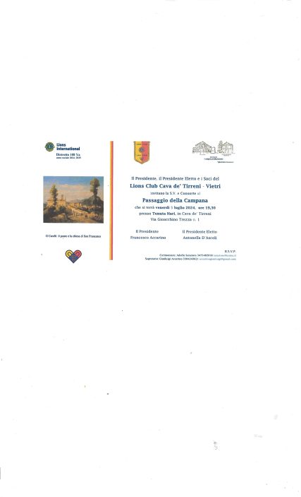 LOCANDINA INVITO PASSAGGIO DELLA CAMPANA