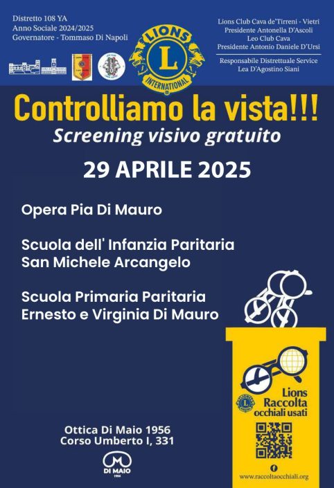 SCREENING GRATUITO VISTA 29 APRILE 2025